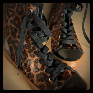 Micheal Kors Leopard print Leather Hightop Sneaker